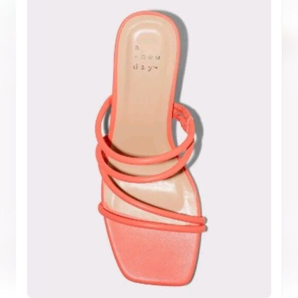 New Blakely mule 2.25" block heel Memory foam Coral Pink Slip-on sandals 8.5 NWT - Picture 2 of 6